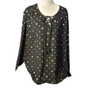 BLACK TOP W/GOLD DESIGNS-L/S- SIZE: XXL (20) BY FADED GLORY